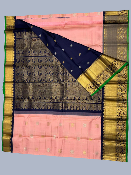 Pure Handwoven Gadwal Silk Saree Rose Pink -194