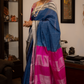 Blue with Pink  Pallu and Cream White Border  Ilkal Saree-010