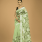 Kota Doria Handpainted  Saree With Mint Green - 001