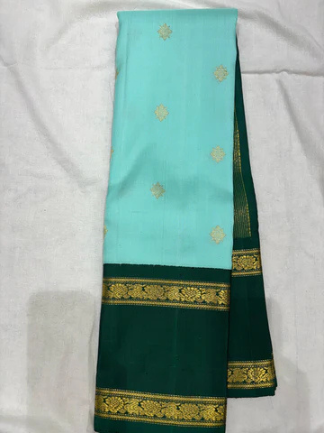 Pure Handwoven Gadwal Silk Saree Sky Blue - 016