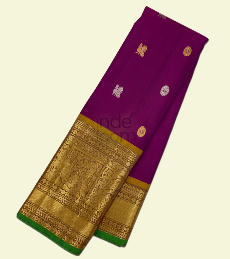 Pure Violet with Full Golden Zari Kanjivaram Silk Saree-016