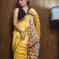 Handloom Linen Checks Saree with Mango Yellow-004