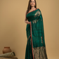 Dark Green Matka Silk Jamdani Saree - 041 - indeloom