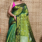 Tissue Silk Benarashi Jamdani Saree with Forest Green and White Designed Butties-109