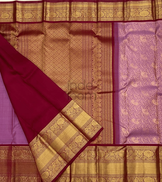 dot pink design - golden pallu border gadwal saree - 069