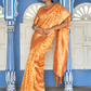 Chanderi Silk Woven Geometric Saree In Golden Yellow (Precision Looms) - 012