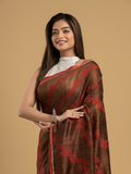 Red Brown Matka Silk Jamdani Saree - 049