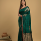 Dark Green Matka Silk Jamdani Saree - 041