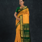 Pure handloom Korvai Saree Vairaoosi Bright Yellow and leaf Green Border - 136