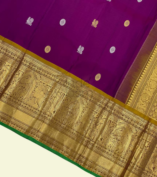 Pure Violet with Full Golden Zari Kanjivaram Silk Saree-016