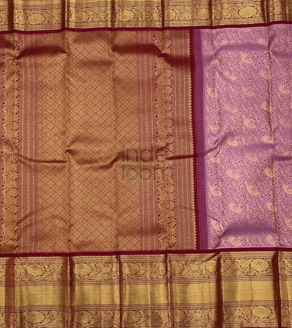 dot pink design - golden pallu border gadwal saree - 069