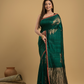 Dark Green Matka Silk Jamdani Saree - 041 - indeloom