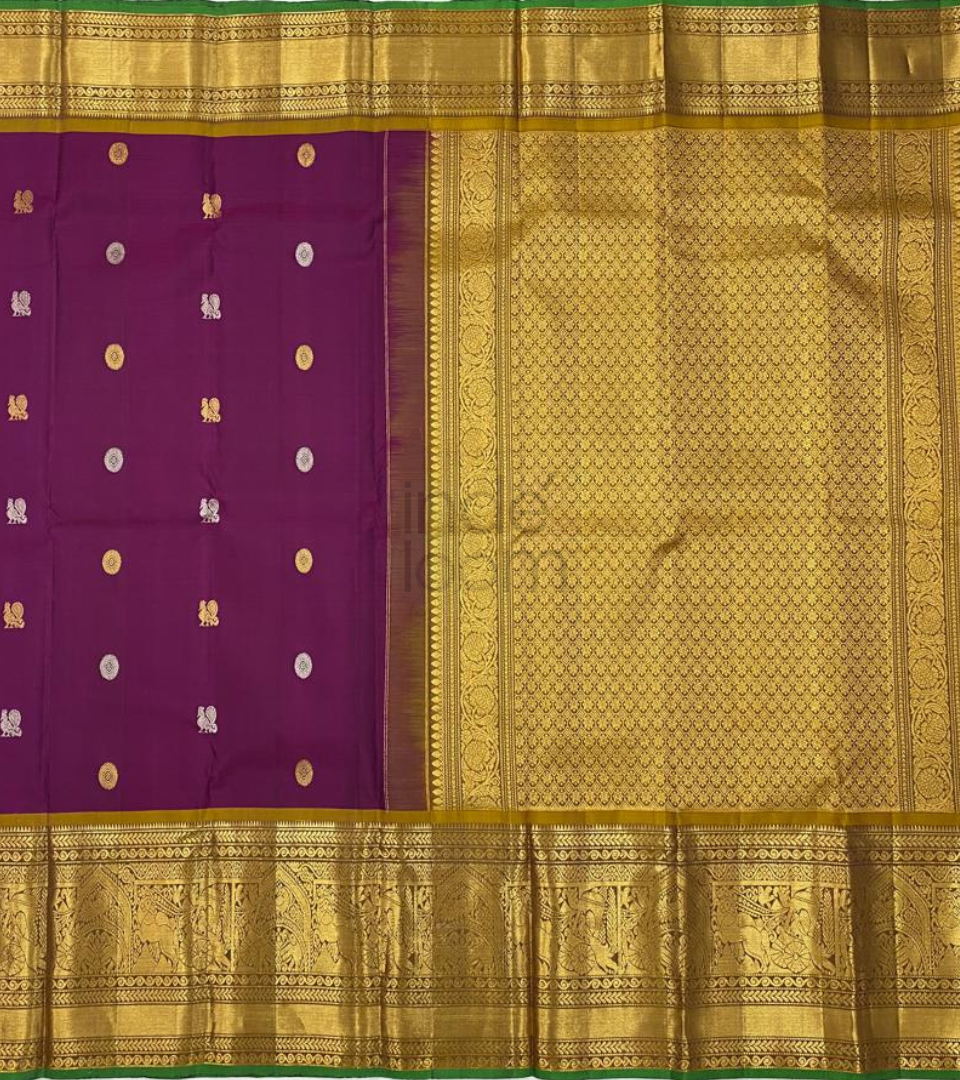 Pure Violet with Full Golden Zari Kanjivaram Silk Saree-016