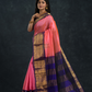 Korvai Saree Hot Pink with Golden Blue Border - 112