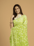 Pear green Cotton Silk Jamdani Saree - 007