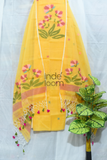 Muslin  Jamdani 2 Piece Set Kurti & Dupatta with Lemon Yellow Jamdani Kurti - 167