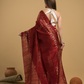 Blood Red Matka Silk Jamdani Saree - 050