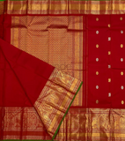 Pure Red with Silver and Gold Dots with  Golden Zari Kanjivaram Silk Saree-017