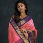 Korvai Saree Hot Pink with Golden Blue Border - 112