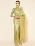 Benarasi Precision Loom Saree In Pear Green (Precision Looms)- 009