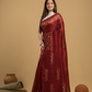 Blood Red Matka Silk Jamdani Saree - 050