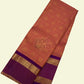 Orange with Purple Border and Zari Pallu Kanjivaram Silk Saree-020