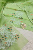 Muslin Jamdani 2 Piece Set Kurti & Dupatta  in Leaf Green-023