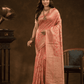 Chanderi Silk Floral Saree in Peach Pink (Precision Looms) -010