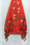 Cotton Jamdani 2 Piece Set Kurti & Dupatta with Candy Red - 142