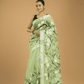 Kota Doria Handpainted  Saree With Mint Green - 001