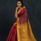 Korvai Saree With Chilli Red and Golden Yellow Border- 023