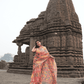 Coral Orange Jamdani Saree - 060 - indeloom