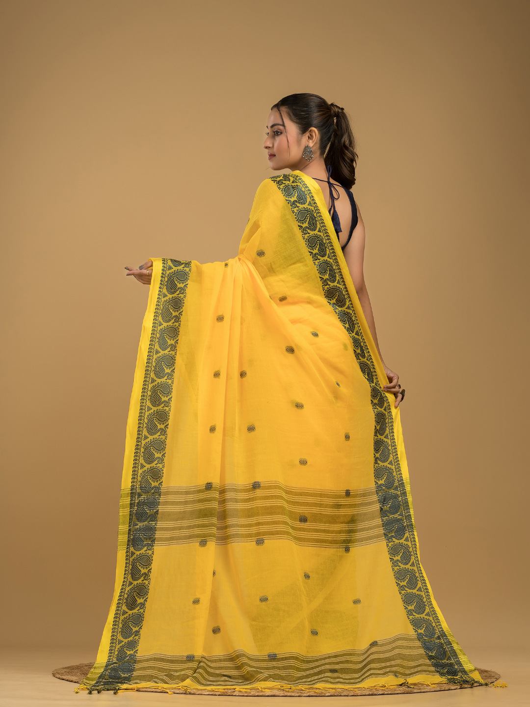 Bright Yellow Jamdani Saree - 035