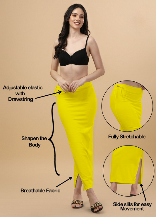 Saree Shapewear Straight Cut Rope Style In Lemon Yellow Color - 004