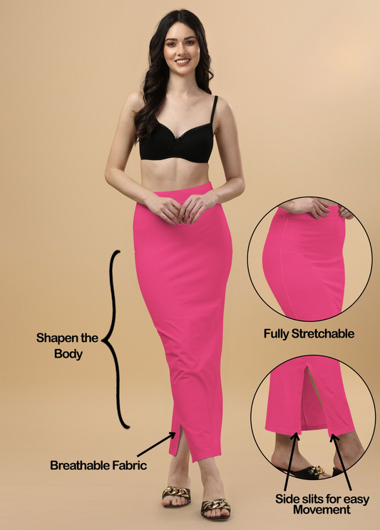 Saree Shapewear Straight Cut Style In Hot Pink Color - 013