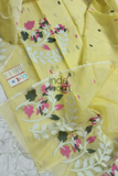 Muslin Jamdani 2 Piece Set Kurti & Dupatta in Pale Yellow-021