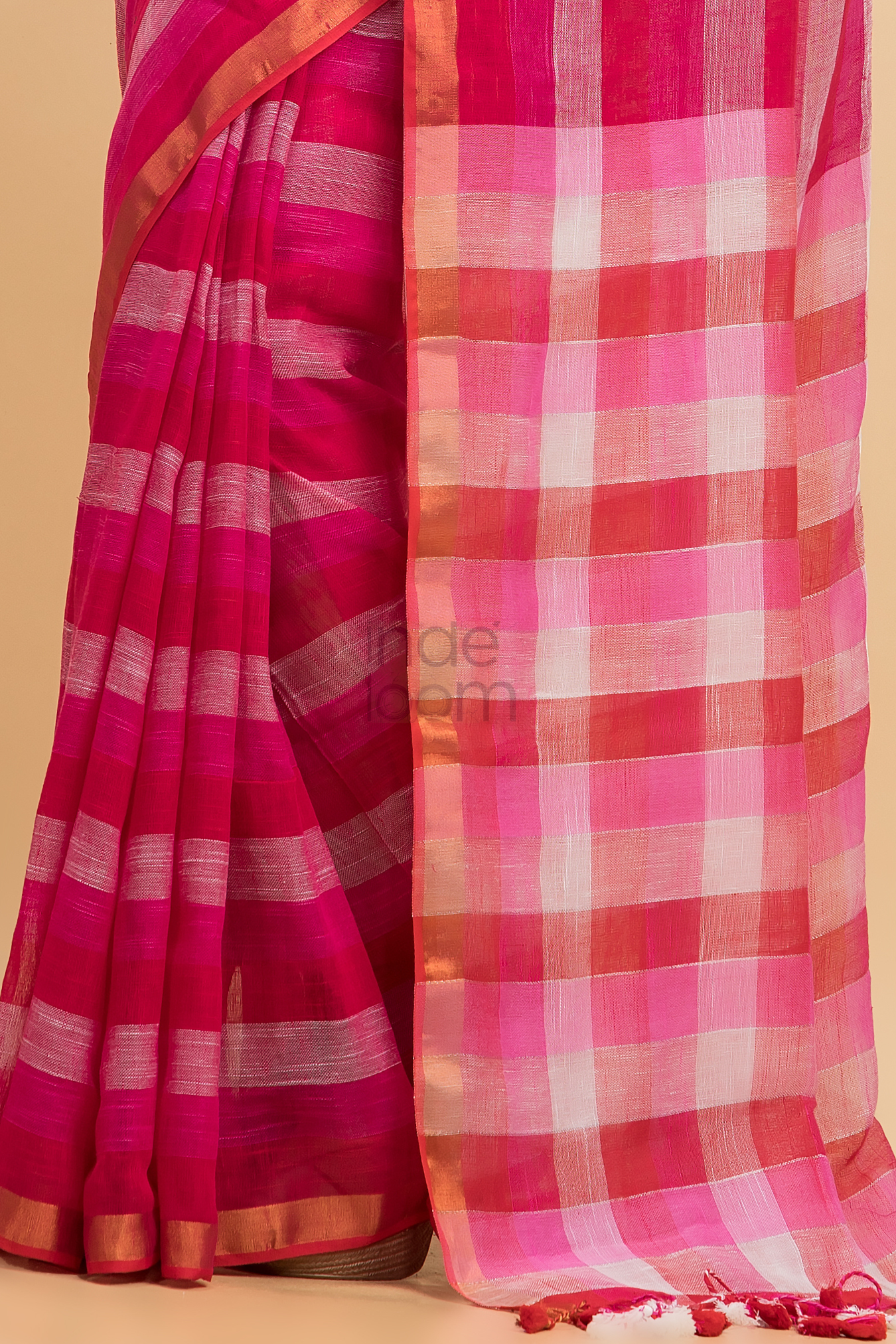 Dewali Silk Saree in Red and Golden Border-006