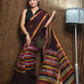 Handloom Linen Checks Saree with Golden Border-008