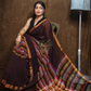 Handloom Linen Checks Saree with Golden Border-008