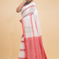 Dewali Saree Handloom Cotton  White with Red Pallu-009