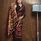 Handloom Linen Checks Saree with Golden Border-008