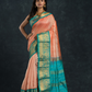 Korvai Saree in Pink - Azure Blue Border - 054