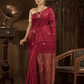 Cherry Red Matka Jamdani Saree - 018