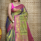 Tissue Silk Benarashi Jamdani Saree with Leaf Green-103