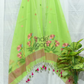 Muslin Jamdani 2 Piece Set Kurti & Dupatta with Lime Green - 171