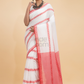 Dewali Saree Handloom Cotton  White with Red Pallu-009