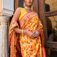 Paithani Floral Saree In Mustard Yellow (Precision Looms) - 007