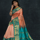 Korvai Saree in Pink - Azure Blue Border - 054