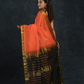 Pure handloom Korvai Saree classic Fire Orange and Black Border - 127