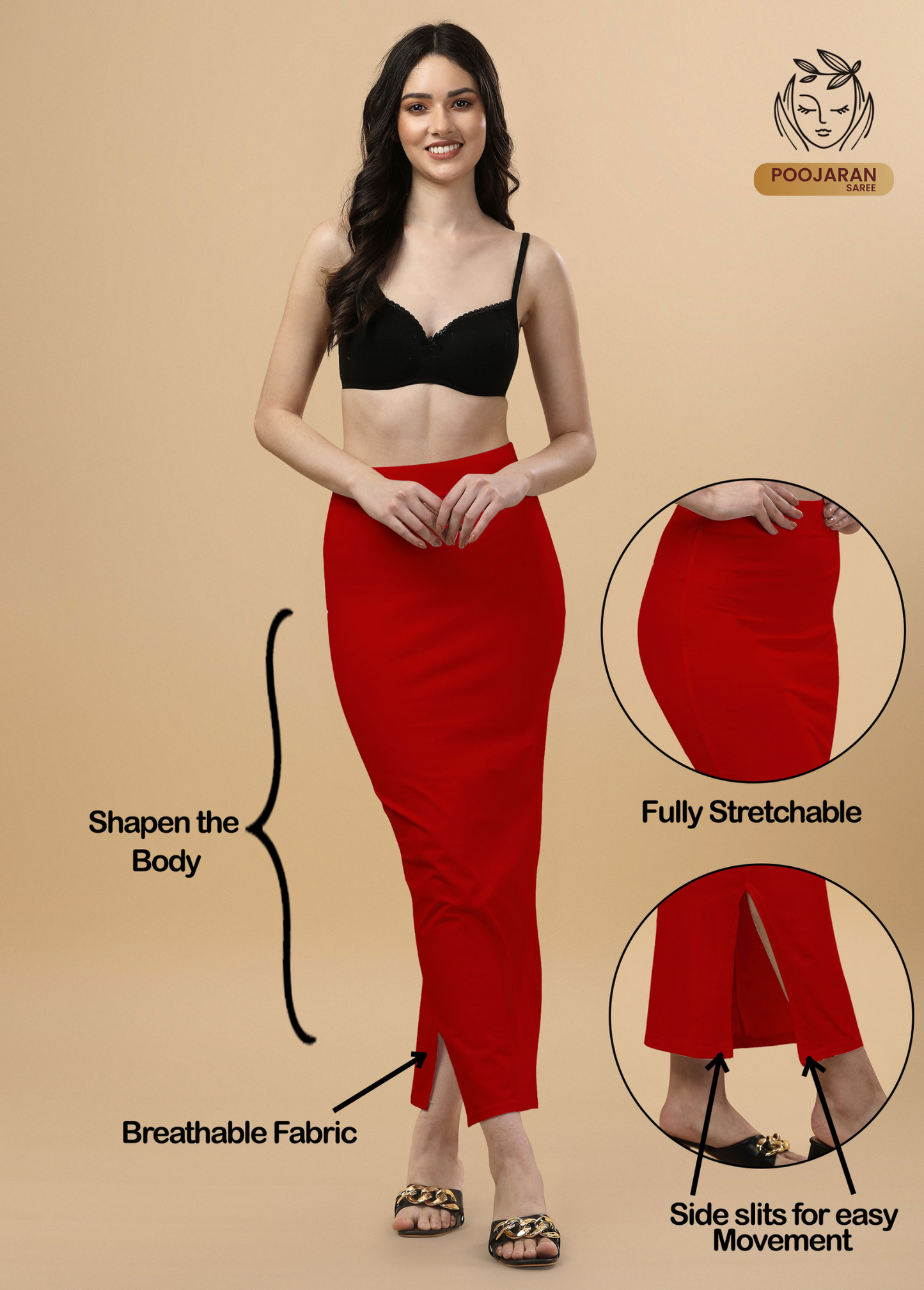 Saree Shapewear Straight Cut Style In Marron Color - 020